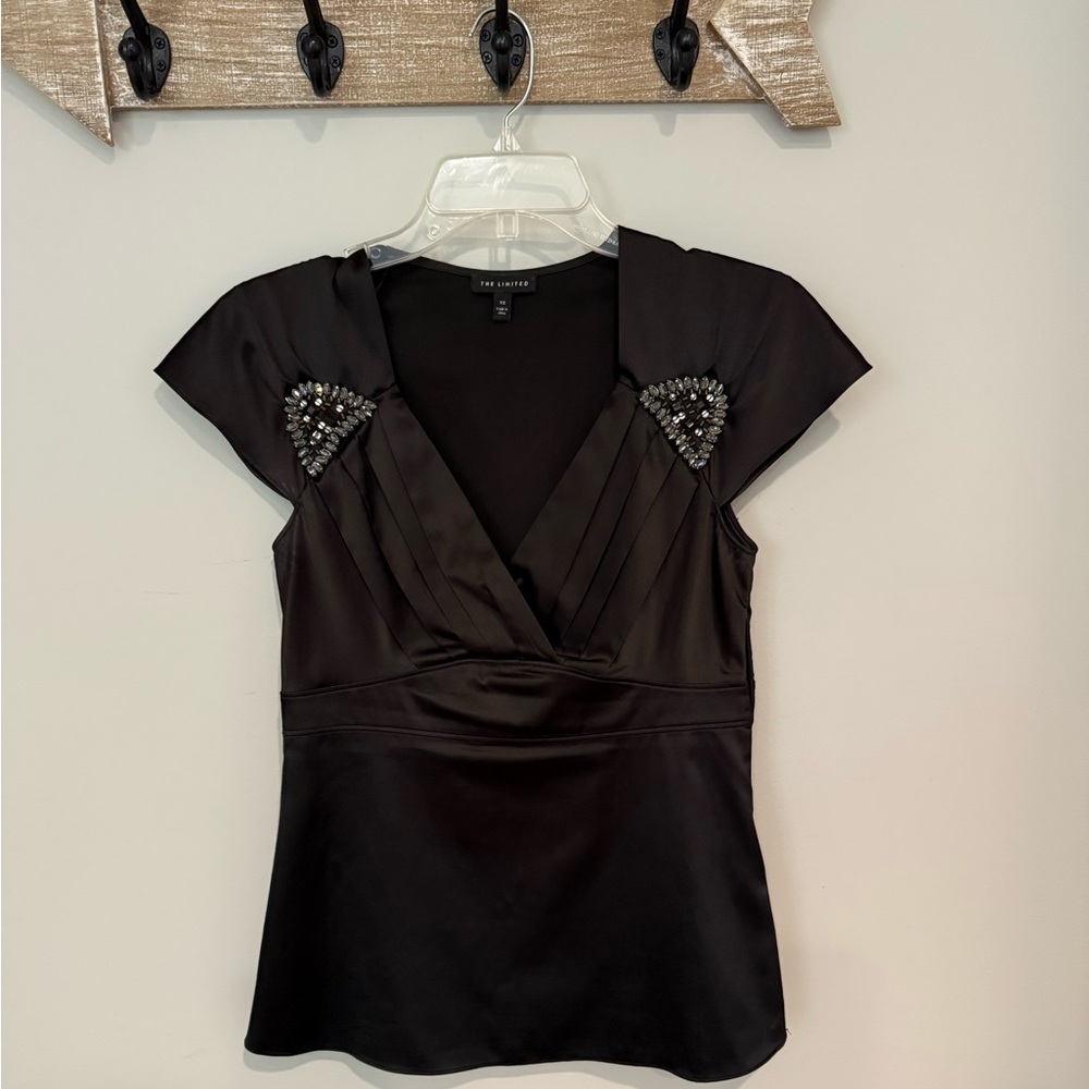 The Limited black Satin dress top XS